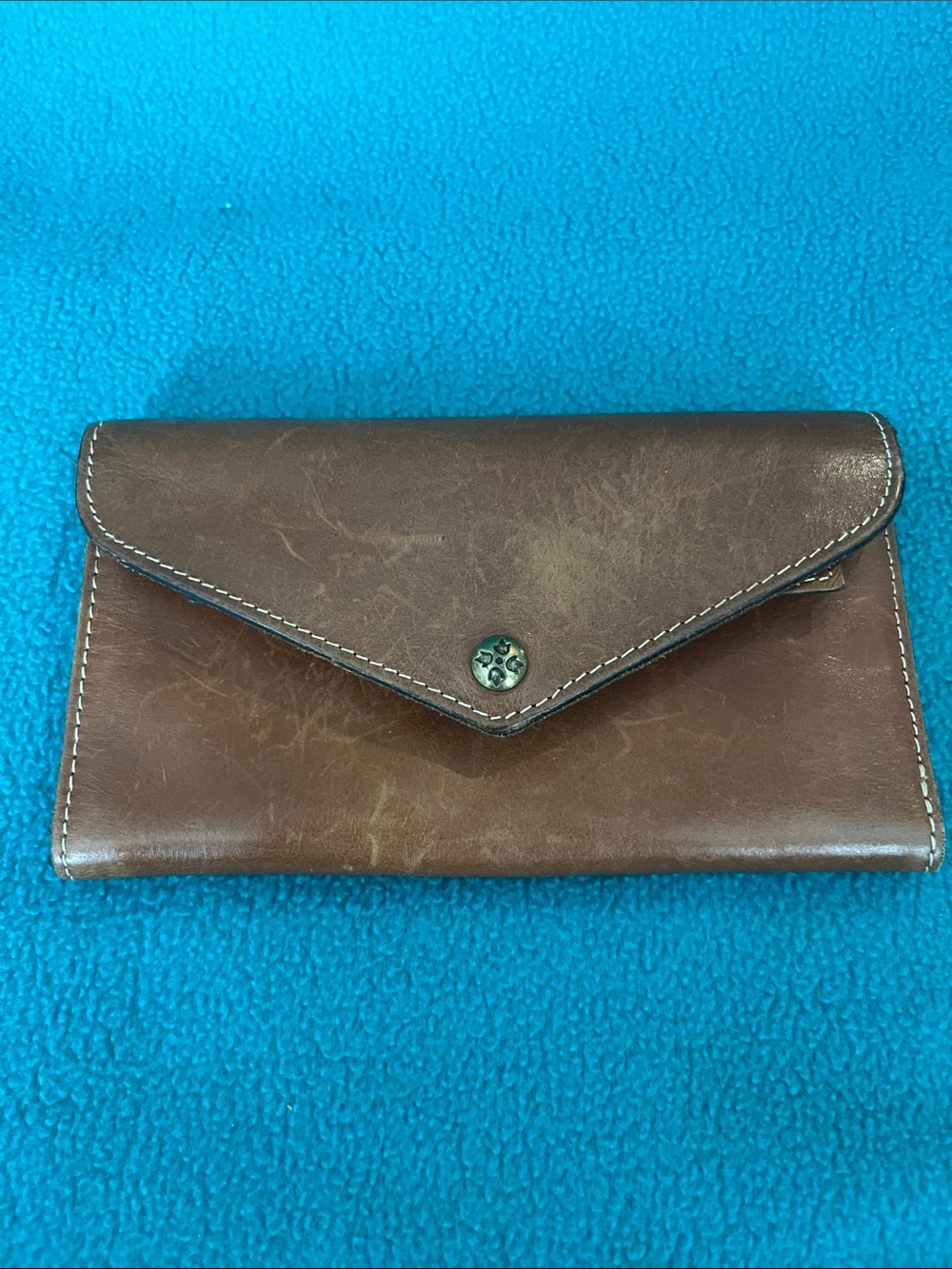 Patricia Nash Golden Brown Envelope-Style Leather Wallet Clutch